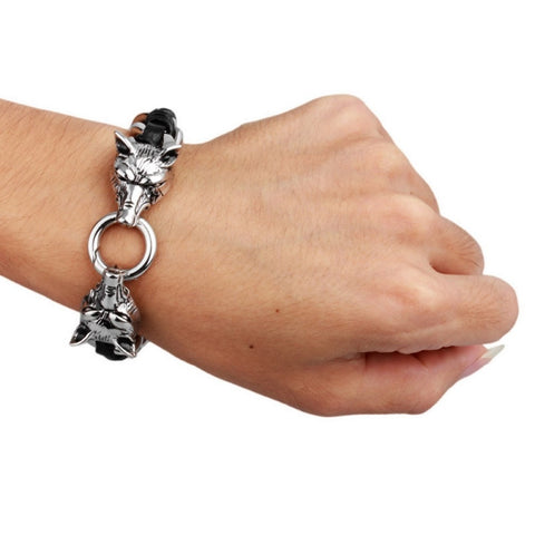 Bracelet Loup<br> Anneau (Acier) - Loup-Faction