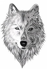 Tatouage Temporaire Loup<br> Noir et Blanc - Loup-Faction