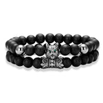 Bracelet Loup<br> Perles Noires - Loup-Faction