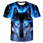 T-Shirt Loup<br> Flamme Bleu - Loup-Faction