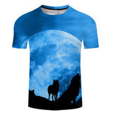 T-Shirt Loup<br> Lune Bleu - Loup-Faction